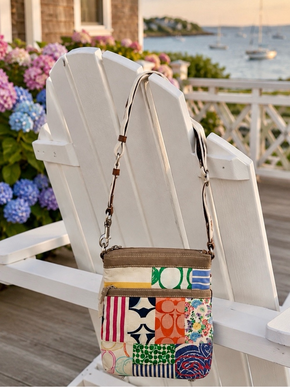COACH Vintage Hamptons Patchwork Crossbody Bag Suede Canvas Y2K 2006 - Picture 2 of 7